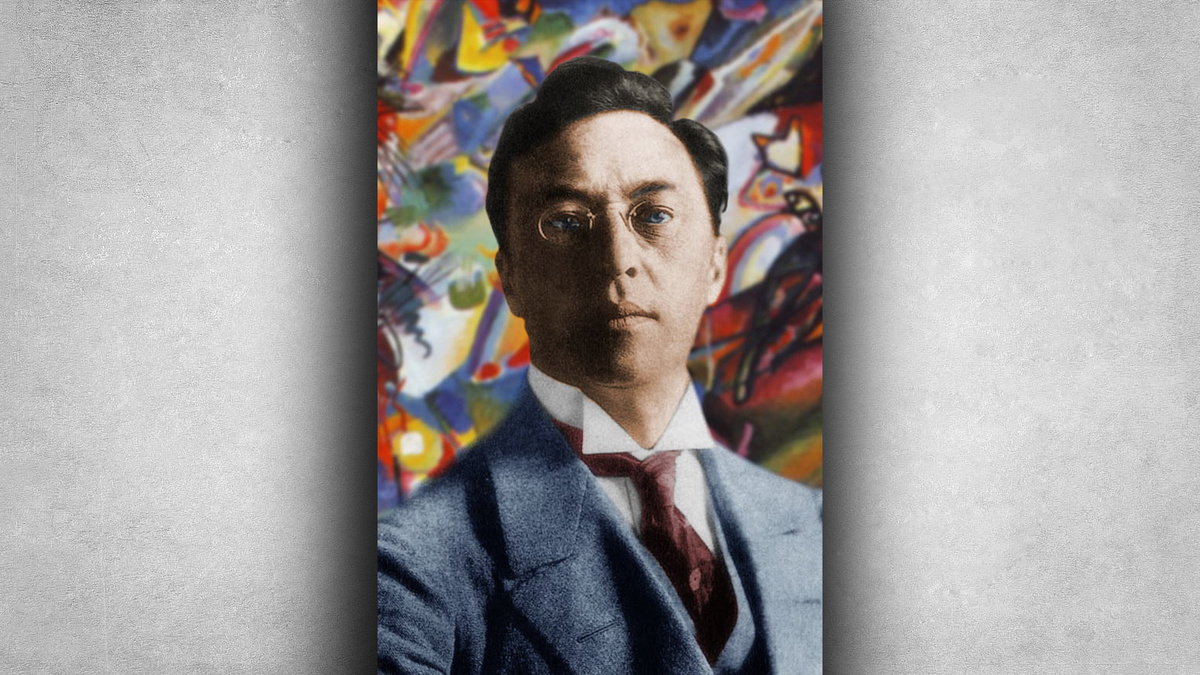 Василий Кандинский - раскрашенная фотография 1913 года. Источник: https://clck.ru/3P67qo →