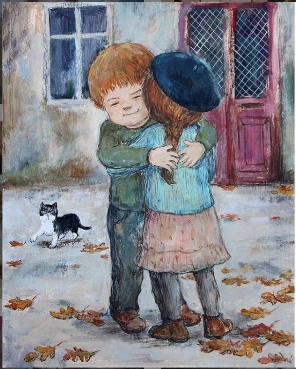 Нино Чакветадзе «Обнимая». Фото картины взято из открытого источника.