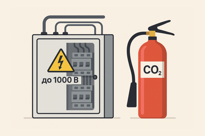 Огнетушители для тушения электрооборудования под напряжением до 1000В