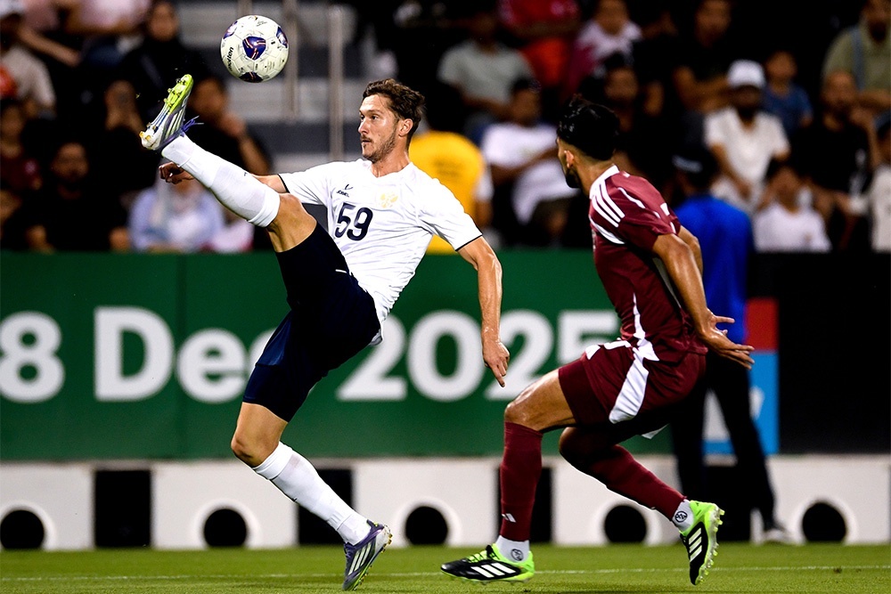    Алексей Миранчук (№ 59) поставил точку в матче с Катаром, забив четвертый мяч сборной России. / РИА Новости