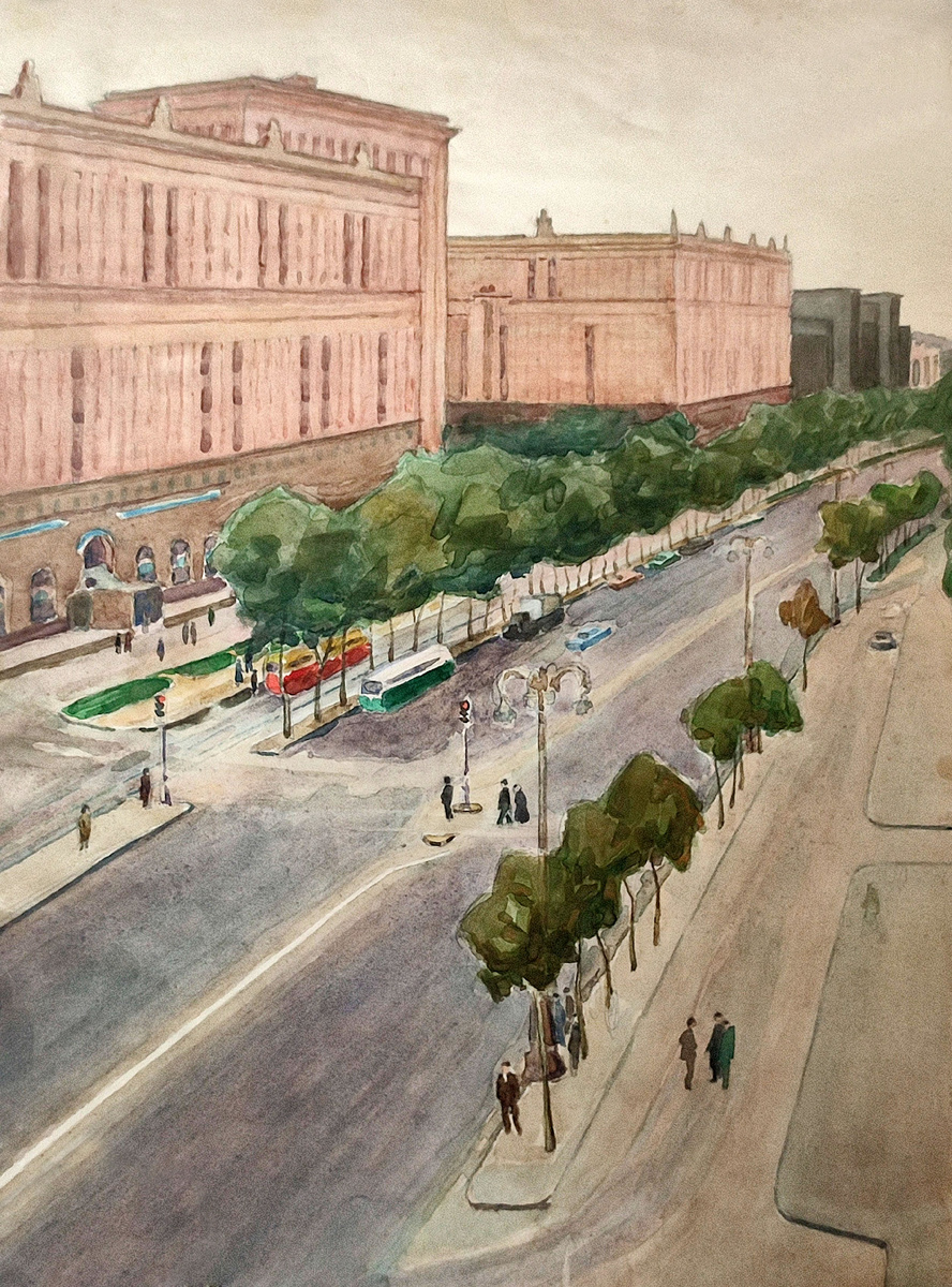 Проспект Мира 60-х годов. Рисунок моего родственника.