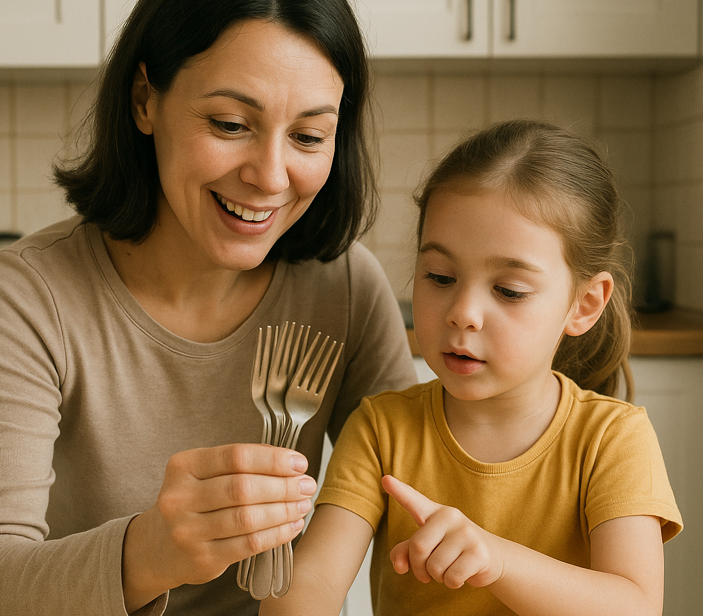 Счёт в быту: «Помоги накрыть на стол: сколько нам нужно вилок?»