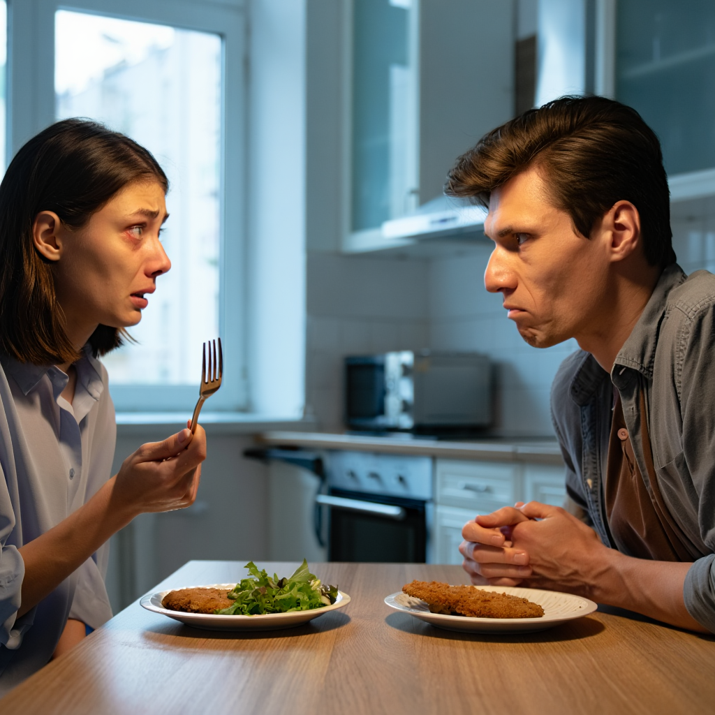 Муж за ужином холодно сказал «Я ухожу». Его следующая фраза отняла у меня дар речи.