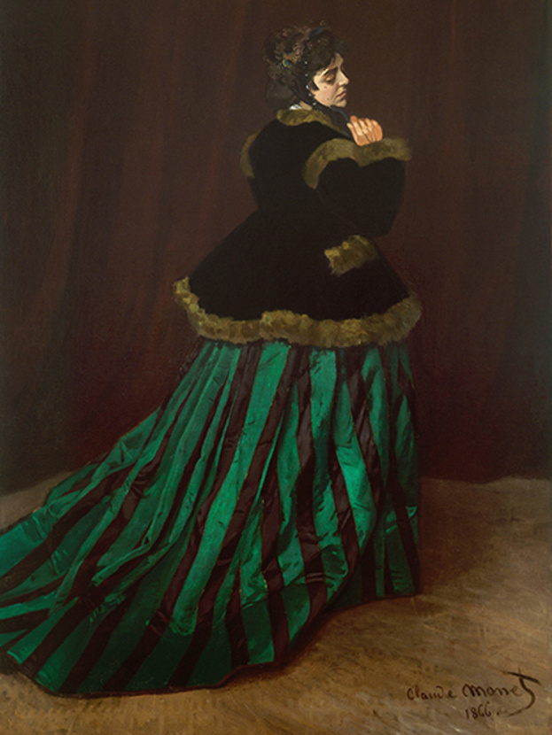 Картина К. Моне «Камилла, или портрет дамы в зеленом платье» (1866). Артикул на сайте ananasposter.ru: 192148