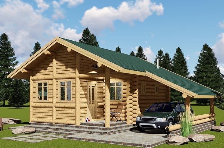 Современная баня в стиле "Изба"