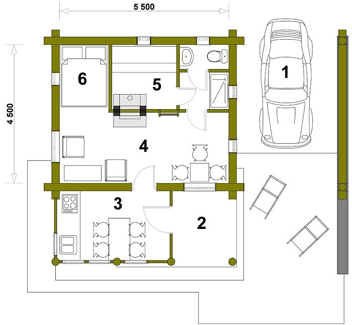 Проект бани АБ-36 Основной этаж.