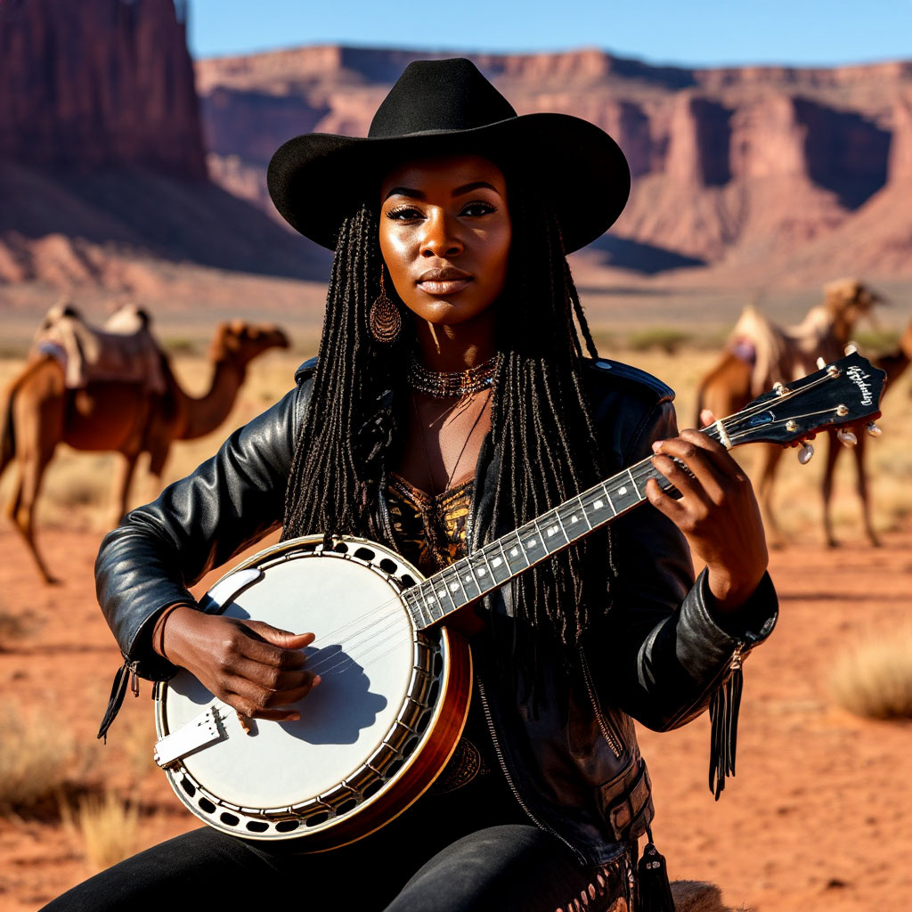 Женщина играет на банджо