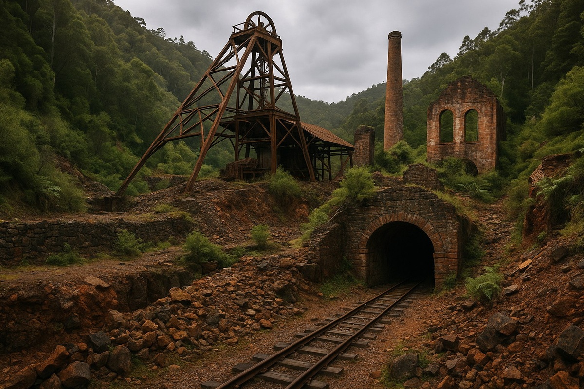 Заброшенная старая шахта в Тасмании