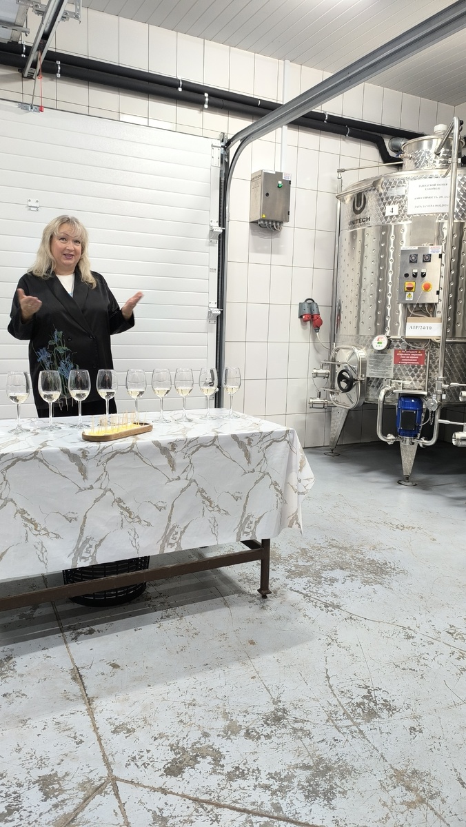 В комнатах (даже залами назвать трудно) прохладно, поскольку вино бродит и зреет при определённой температуре - 10-12 градусов.