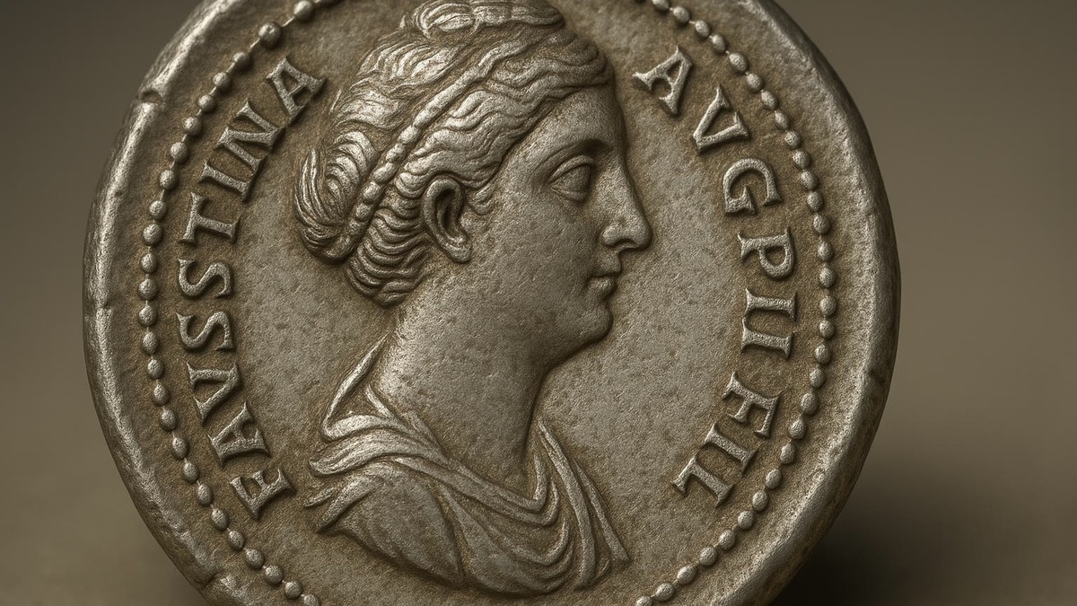 Античная монета с профилем Фаустины