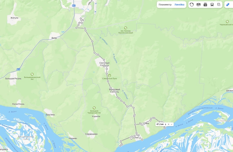 Часть маршрута, которую мы преодолели на велосипедах