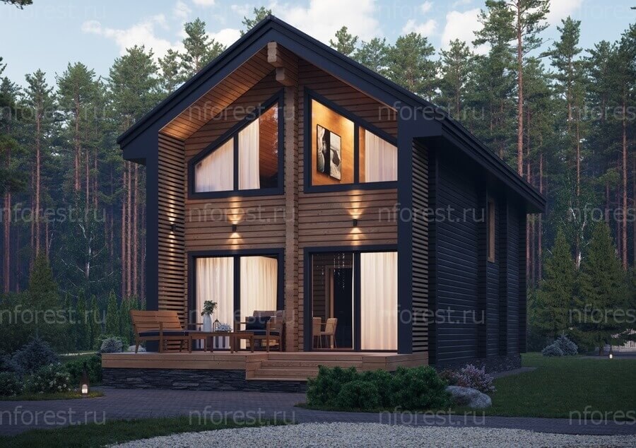 Дом из клееного бруса «Барнхаус» — 110м2