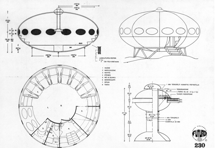 План-чертеж модульного домика Futuro House. Фото worldarchitecture.org.