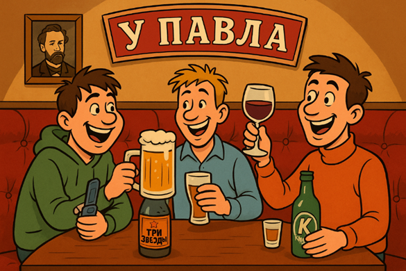 Тосты лились рекой: за науку, за будущее, за то, чтобы «препод не прикопался на защите». Мы дегустировали всю алкогольную карту заведения, от пива «Клинское» до коньяка «Три звезды», который пах не дубом, а надеждой и этиловым спиртом.