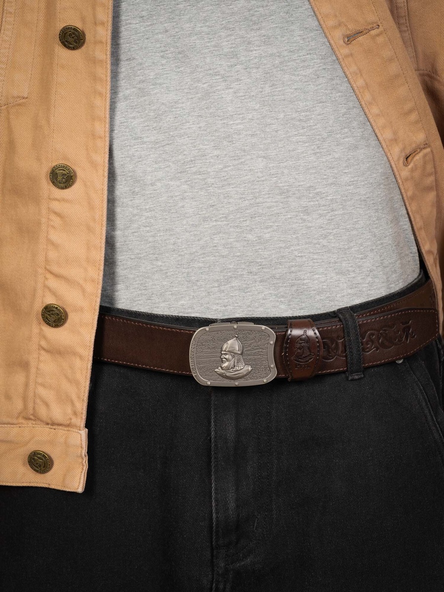 Кожаный ремень «Североморский» на бляхе автомат бренда Великоросс