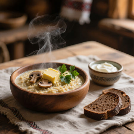 Пшённая каша с грибам (белорусское блюдо)