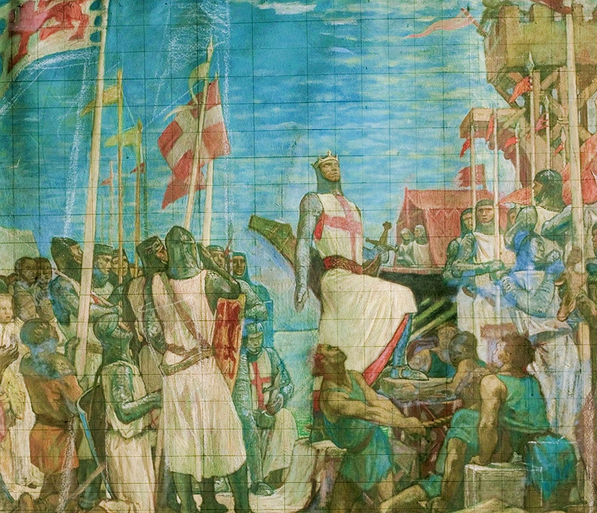  Ричард Львиное Сердце отправляется в Третий крестовый поход. Художник Г. Уоррен, 1927