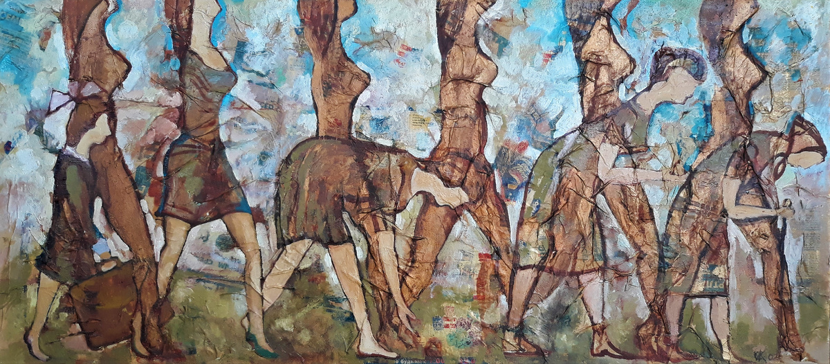 Александр Кацалап. История жизни. Холст, масло. 55,5х135. 2002.