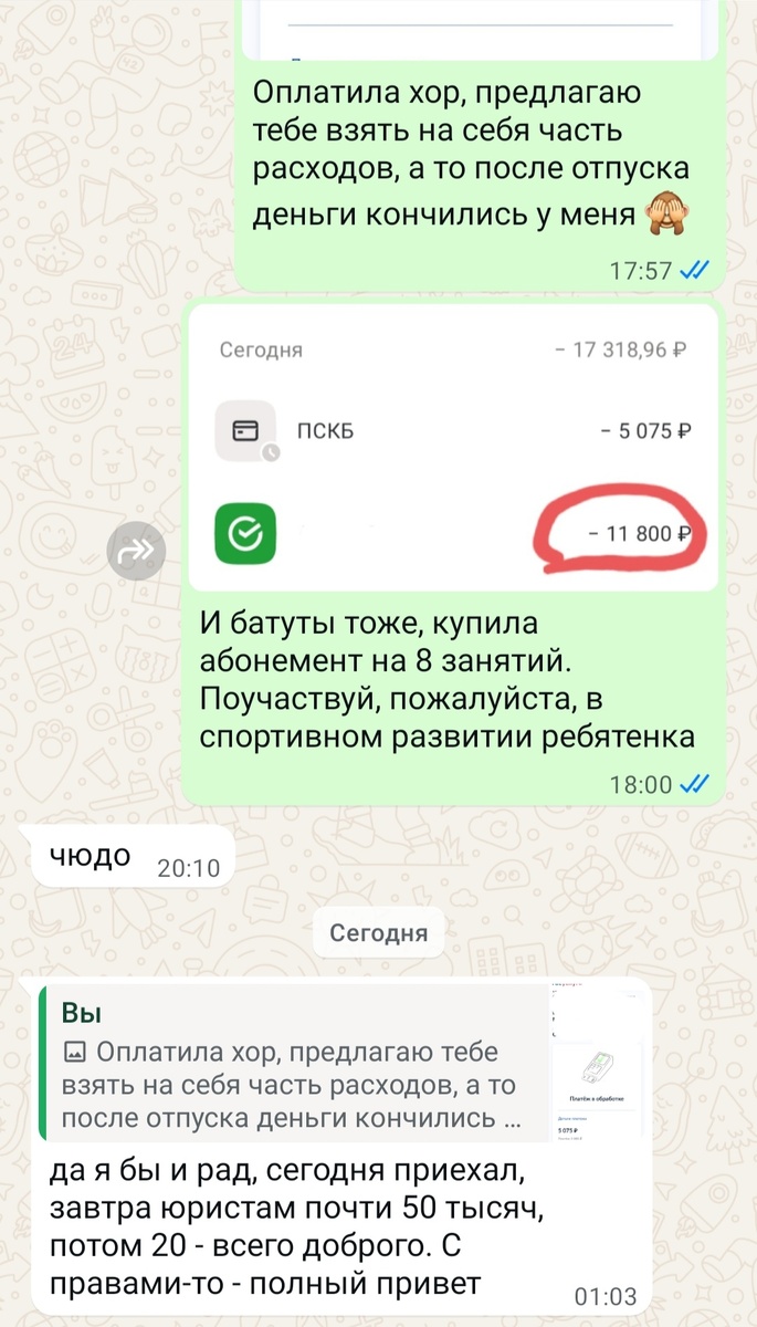 Скрин переписки с отцом-молодцом 