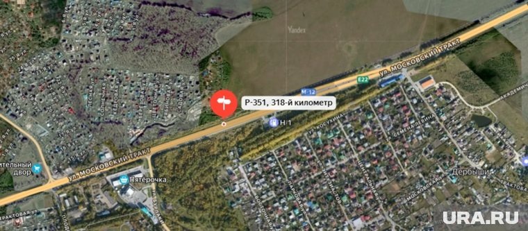 Работы пройдут на 318 км дороги, на Московском тракте. Фото: скриншот с сервиса «Яндекс Карты»