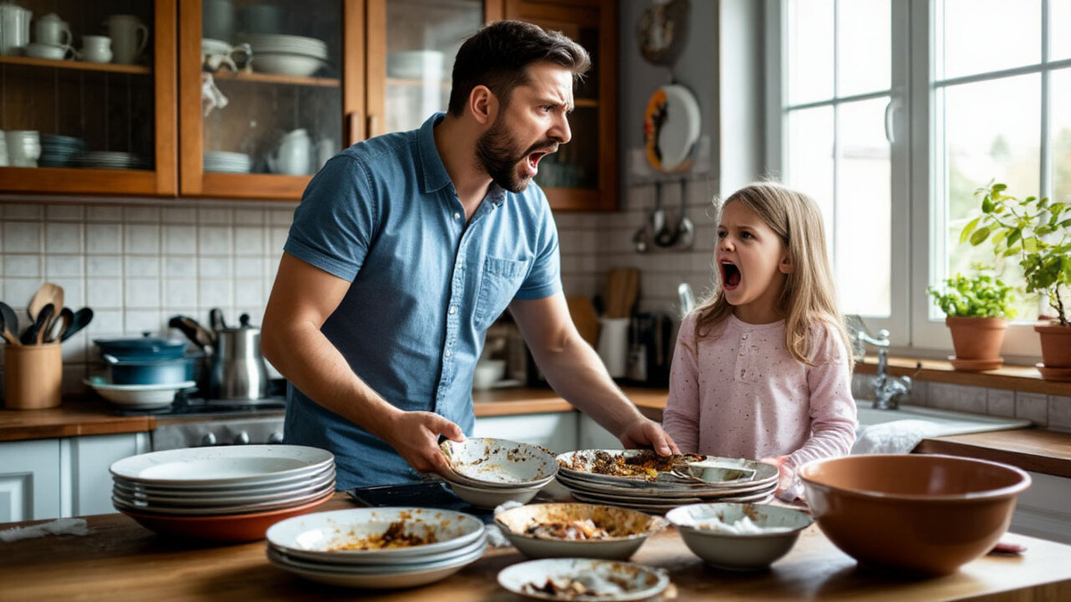    Курянин устроил ссору с дочерью из-за немытой посуды