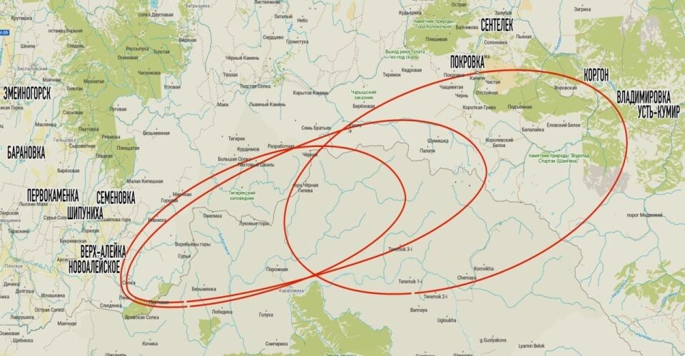    Районы падения обломков ракеты. Источник: vk.com/public203210920