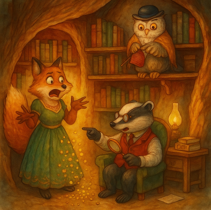 Лиса теряет бдительность (иллюстрация предоставлена Никитой Гордеевым)