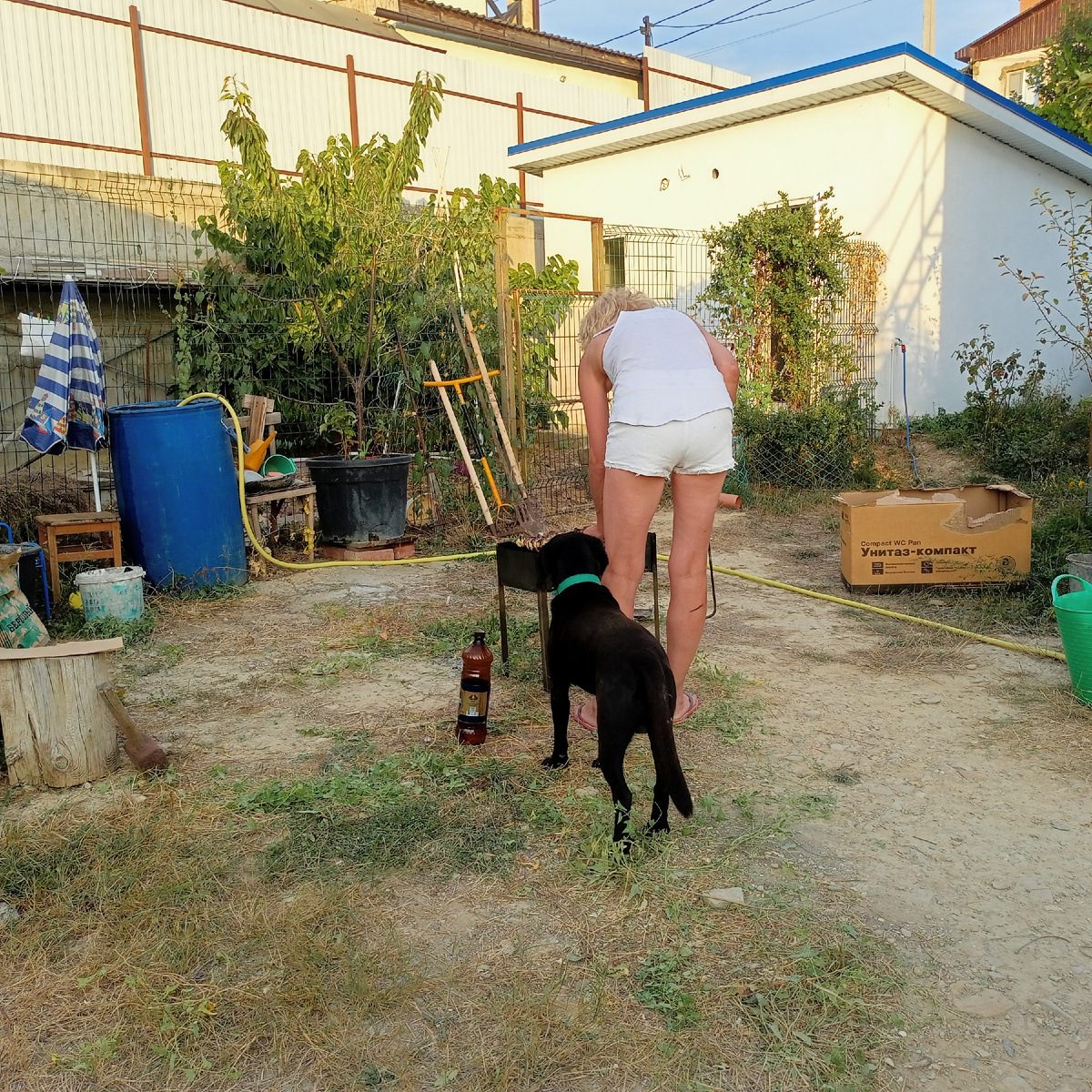 Ирина жарит шашлык