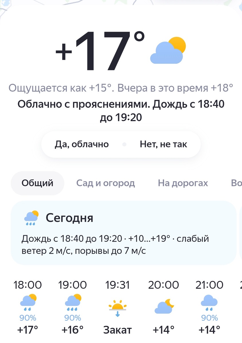 Вечером прогнозируют дождь, а пока тепло, светло и мухи не кусают))) Скрин приложения