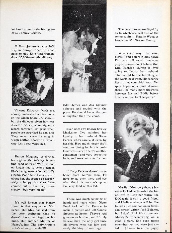 Заметка о Мэрилин Монро. Журнал «Photoplay», июнь 1962 года.