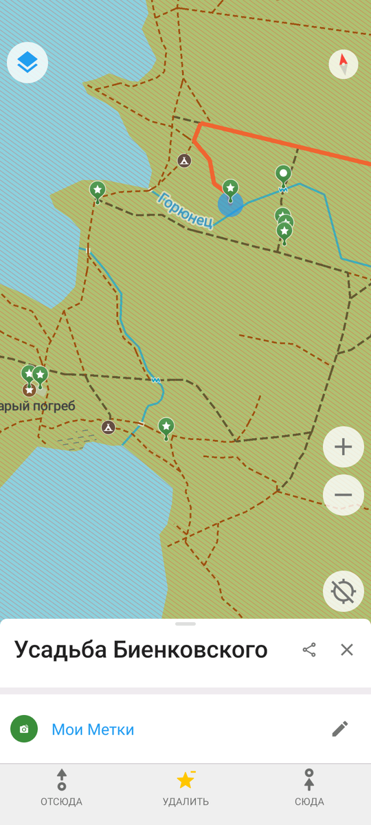 Руины озера Красноперского. Скрин с навигатора автора.