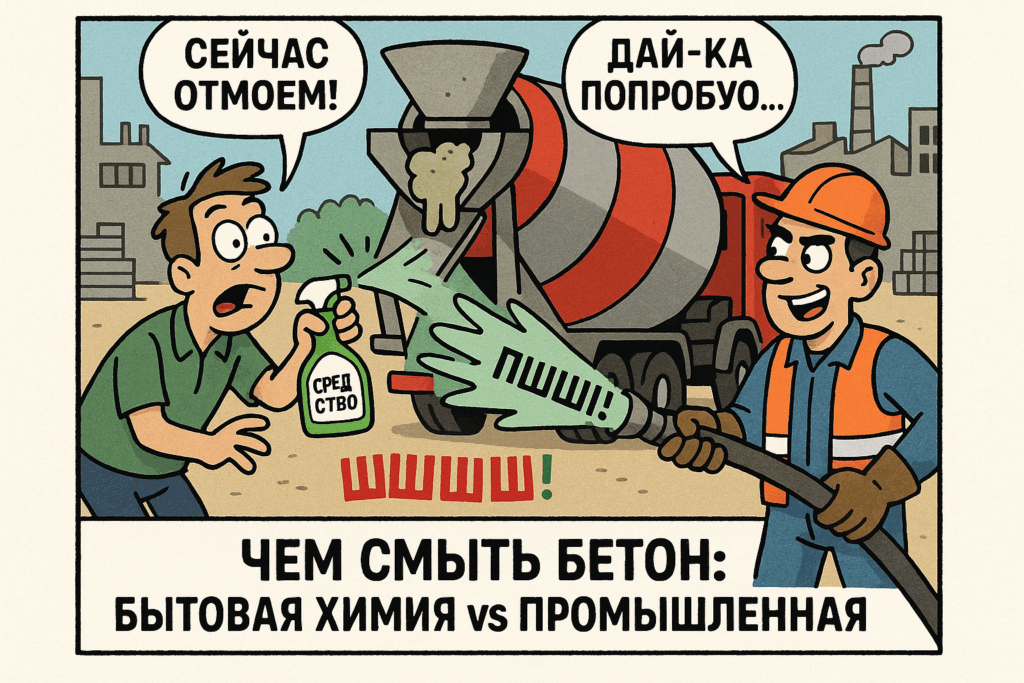    На таблице представлены эффективные методы удаления бетонных загрязнений с использованием бытовой и промышленной химии.