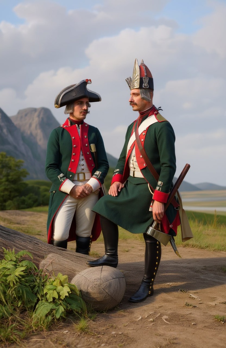 Вагенмейстер и фронтовый мастеровой Астраханскаго Гренадерскаго полка, 1798 - 1801. Изображение отредактировано с помощью нейросети chat.qwen.ai Источник: Висковатов А. В. "Историческое описание одежды и вооружения Российских войск. В 30 томах. Том 7. С. 936. Ссылка: https://dzen.ru/a/aLXFMp9oNhuE4d2a Вагенмейстер (от немецкого Wagenmeister, где Wagen — повозка, Meister — начальник) — специалист по организации перевозок, который руководил снаряжением и движением воинских обозов. В обязанности вагенмейстера также входил контроль за состоянием дорог, по которым должны были идти обозы. Если на них встречались препятствия, солдаты под руководством вагенмейстера должны были привести дороги в надлежащее состояние, чтобы воинский груз был доставлен по назначению. Название должности вагенмейстер официально введено в Воинском уставе Петра I в 1716 году. Звание отменено в 1864 году. Мастеровой в данном случае — специалист из нестроевых нижних чинов в каждой отдельной части, в числе, определённом её штатами.