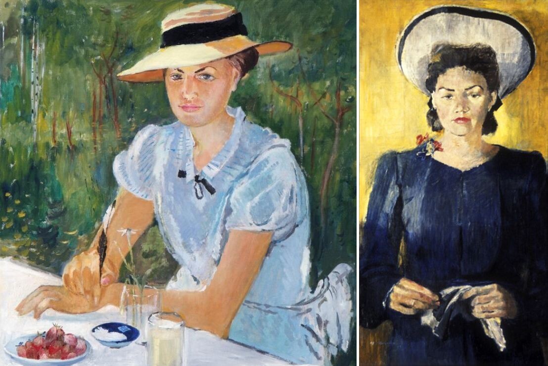 Юрий Пименов. Портреты жены художника Наталья Константиновны Пименовой. 1934 и 1943 год