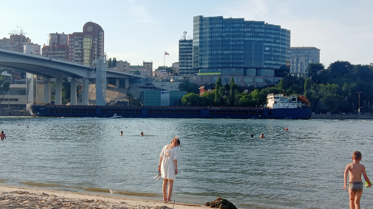 Сухогруз, на котором работал мой сын в 2020м и в прошлом году. Фото мое с левого берега Дона, напротив Ростова, август 2024г.