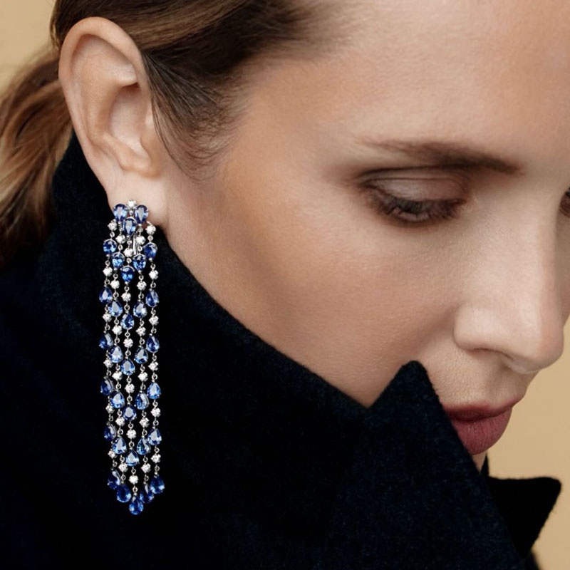 Серьги Mercury Color из белого золота с сапфирами и бриллиантами