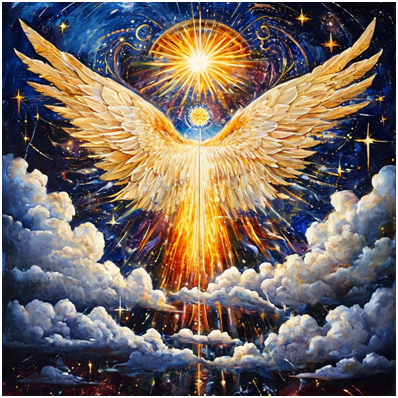 Сгенерировано ИИ- полёт Души на Небеса.