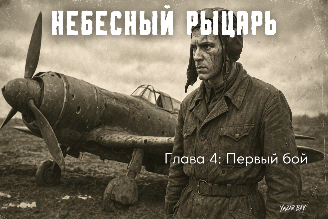 Старший лейтенант Иван Кожедуб у своего разбитого истребителя Ла-5 после первого неудачного боя, Воронежский фронт, весна 1943 года ©Язар Бай.
