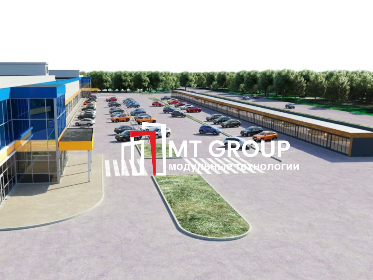 Торговый ряд у торгового центра с парковкой 