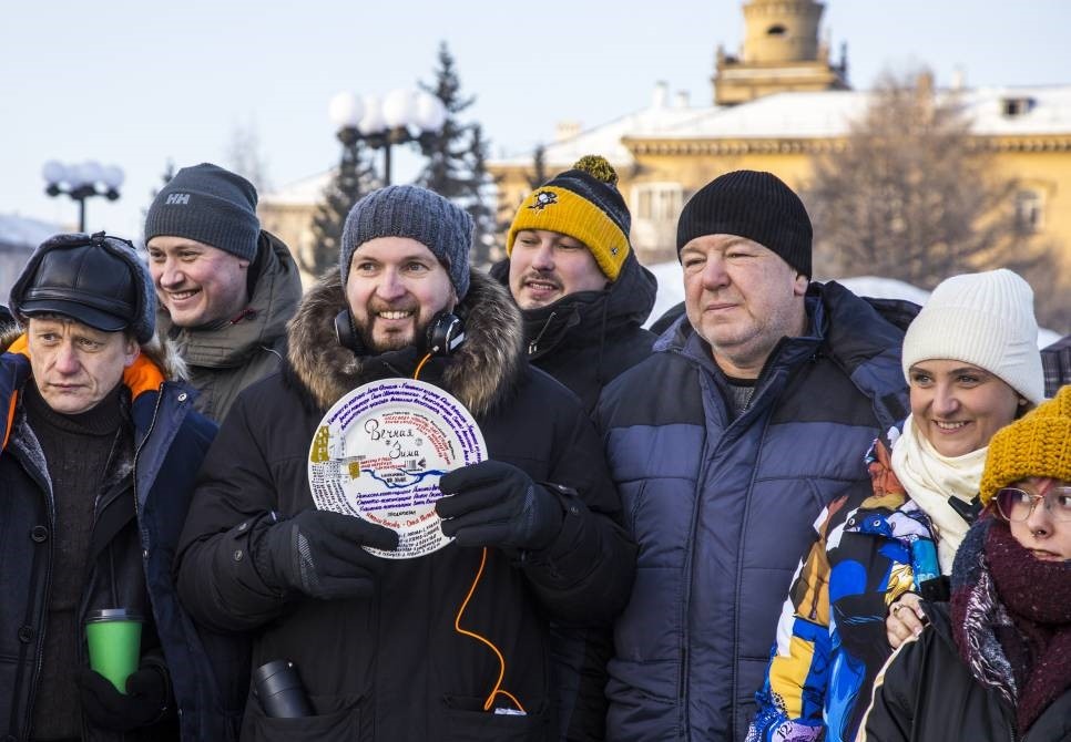 Съемочная группа фильма "Вечная зима" на съемках в Магнитогорске