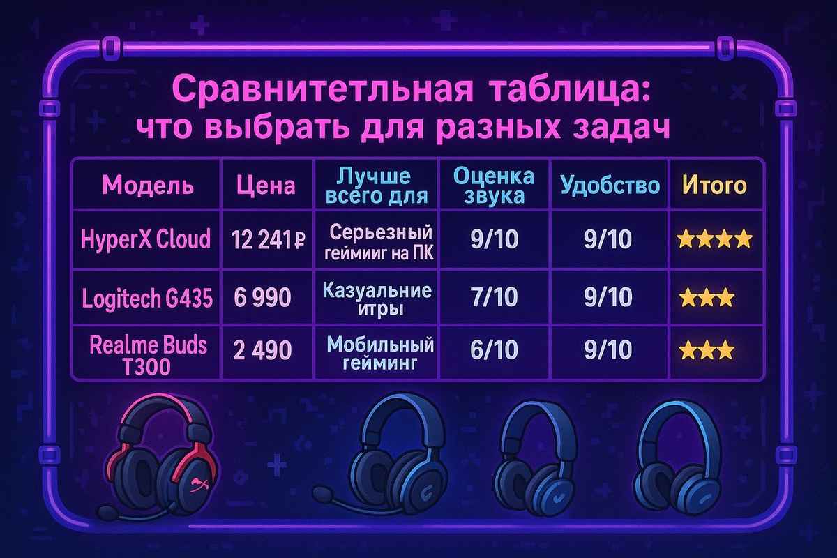 Сравнительная таблица игровых наушников