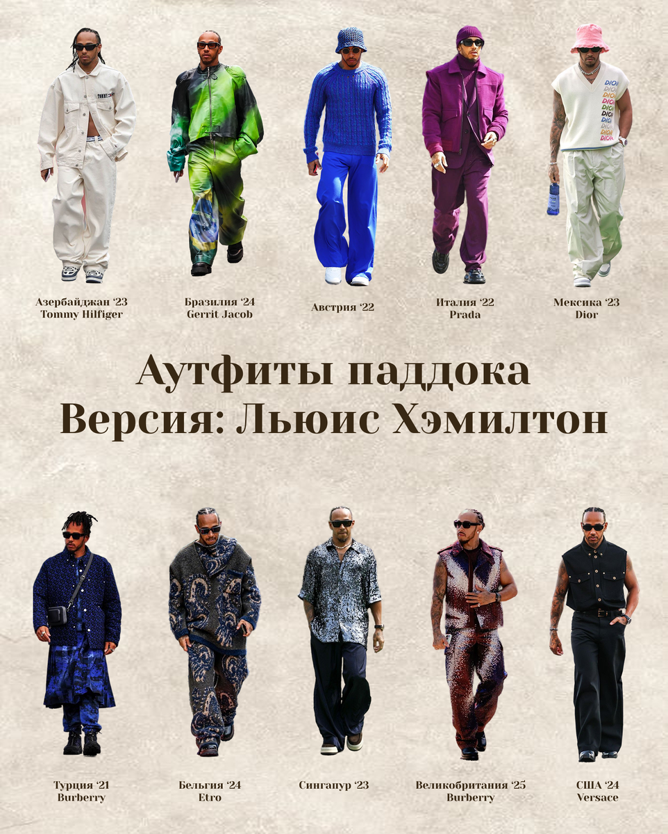 Аутфиты Льюиса в паддоке