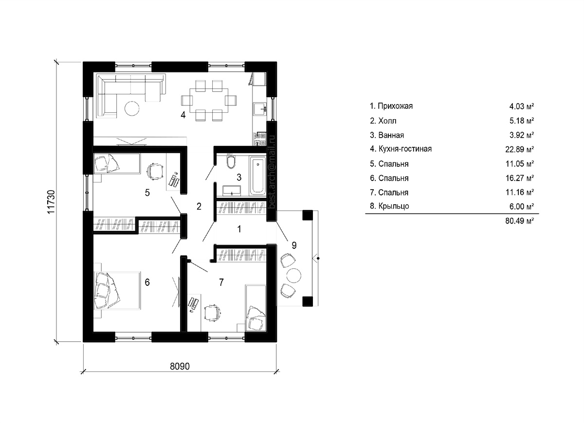 Планировка жилого дома П-41 от архитектора Бориса Бестужева с сайта best-arch.ru
