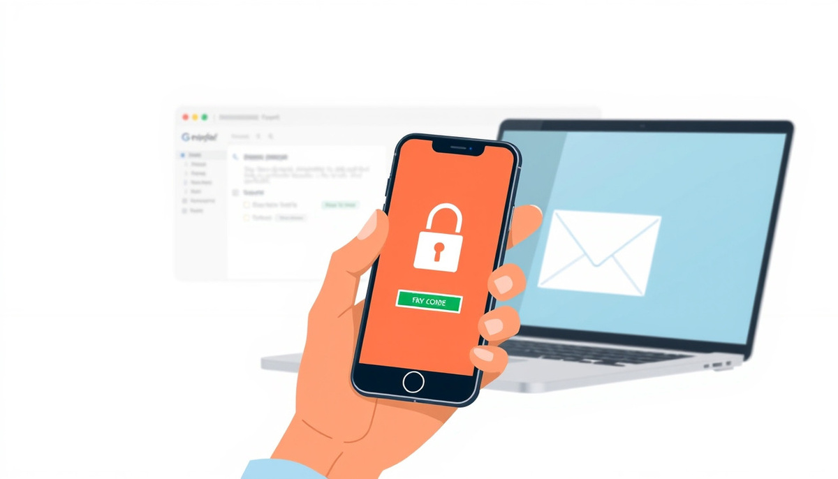    Иллюстрация двухфакторной аутентификации с изображением телефона.