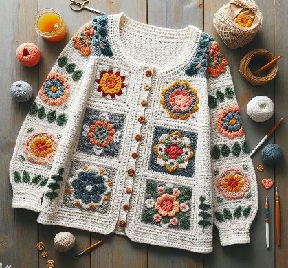 Настоящие звезды вязания крючком - схемы квадратных мотивов и идеи.