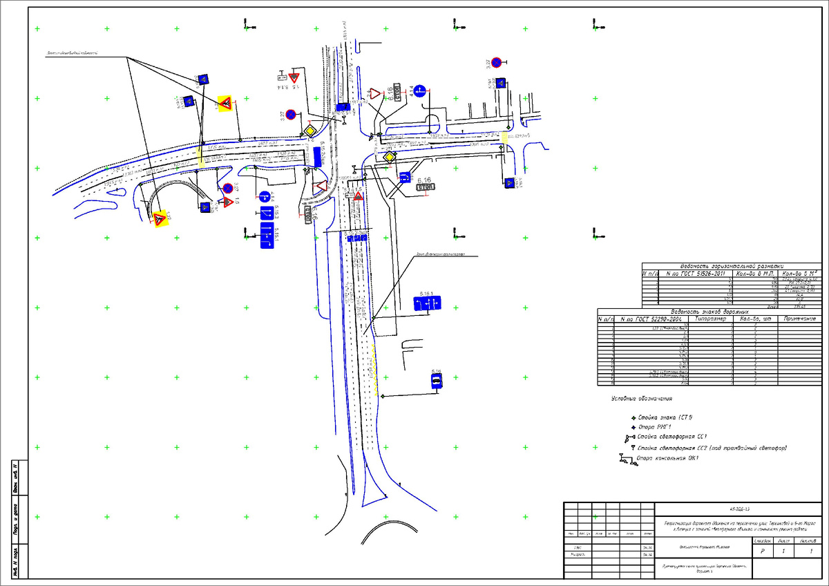 Проектируемая схема организации дорожного движения. Вариант 1.
