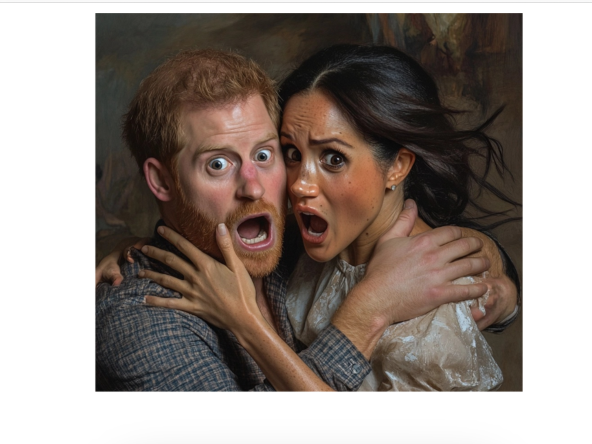 Фото с сайта: shedevrum.ai        ИИ изобразил страхи Гарри и Меган от  криминальных сводок