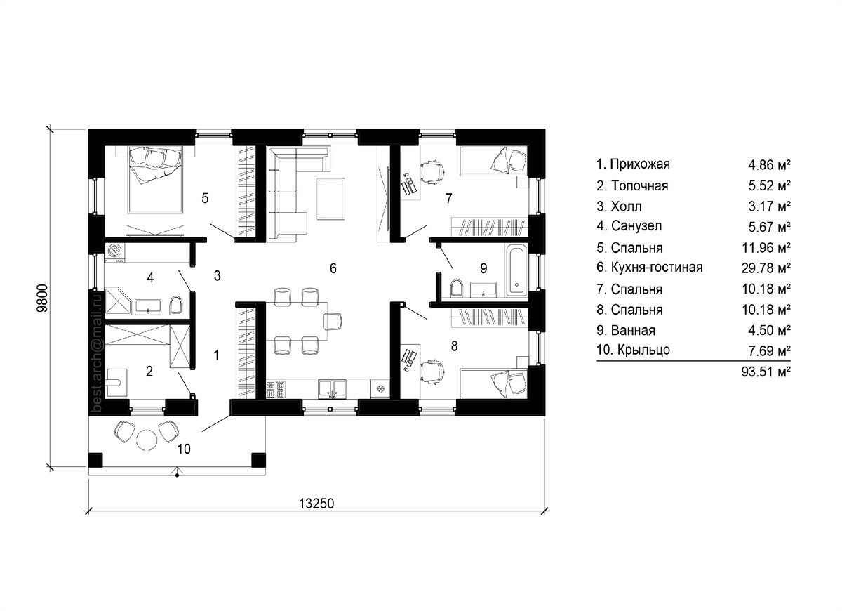 Планировочное решение типового проекта жилого дома П-40 архитектора Бориса Бестужева с сайта best-arch.ru