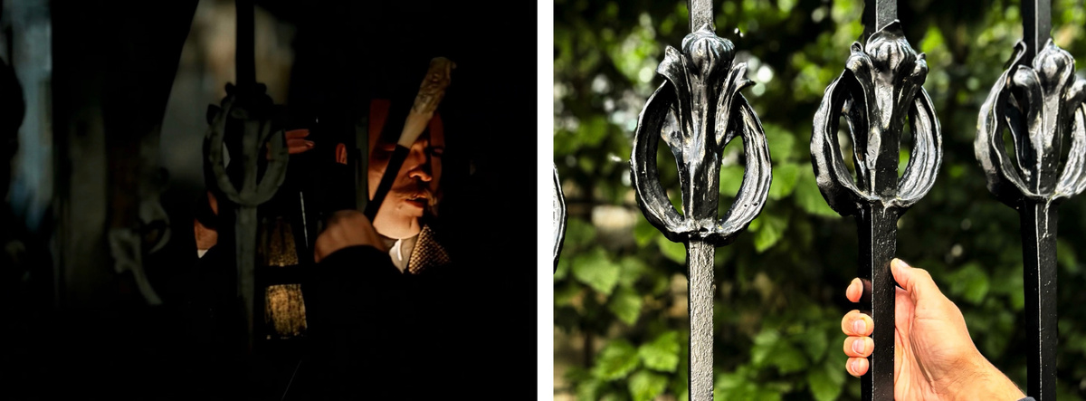 МакМурдо не хочет впускать Шерлока Холмса в Пондишери-Лодж. А я тем временем любуюсь крутыми коваными воротами.