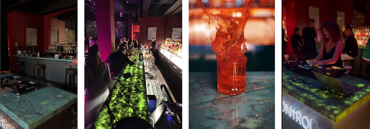 Интенсивное использование столешницы на барной стойке из кварцевого агломерата Champs-Elysees (Quantra Quartz)